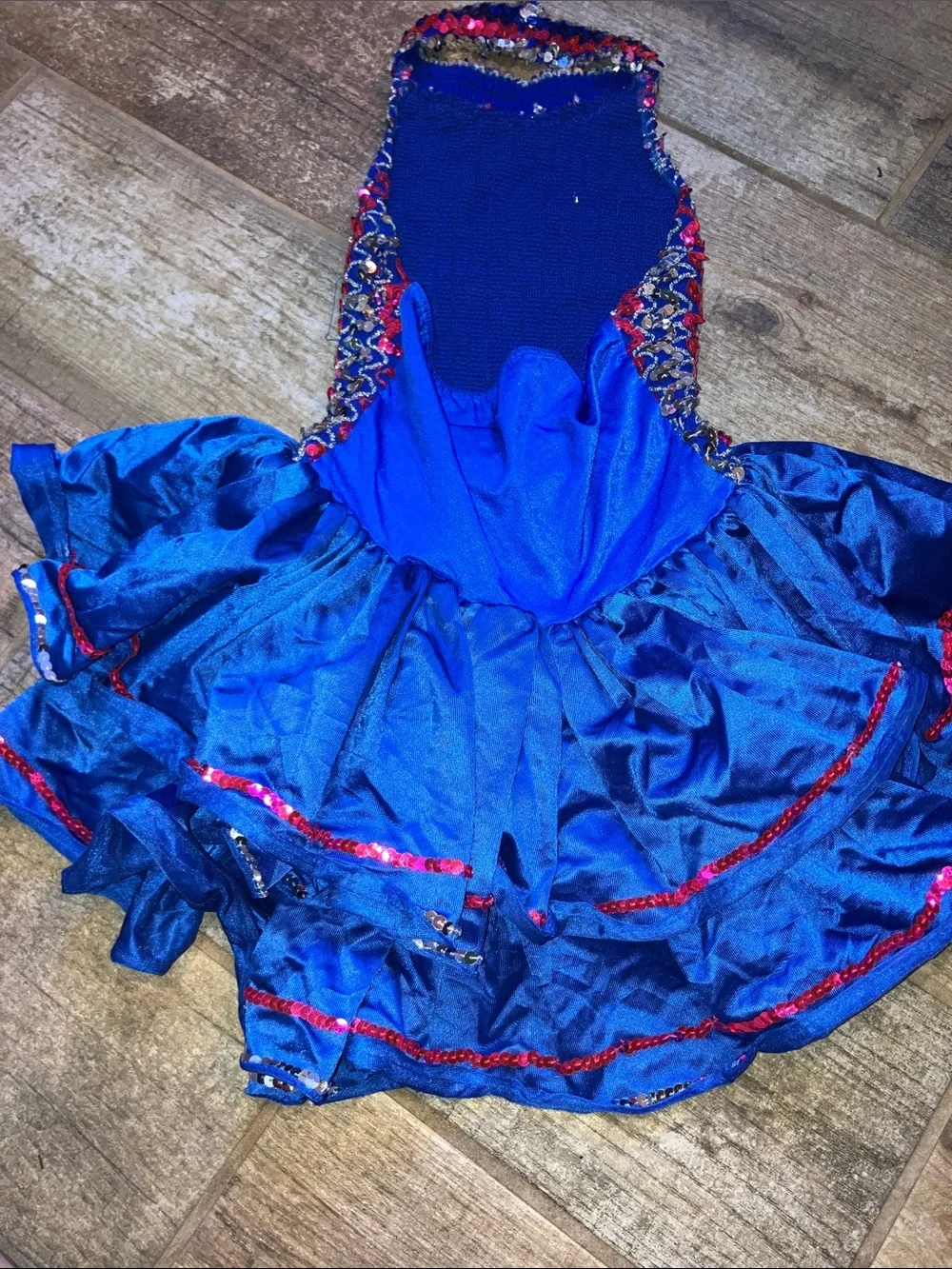 WOLFF-FORDING &CO Blue  Sequin Halter Neck Dance Costume for Kids